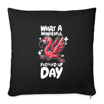 Flamingo Funny Fucked Up Day - Sofa pillowcase 17,3'' x 17,3'' (45 x 45 cm) - black - Front
