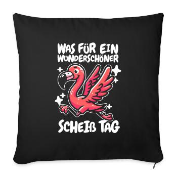 Flamingo drôle s’il vous plaît taisez-vous - Housse de coussin décorative 45 x 45 cm - noir - Devant