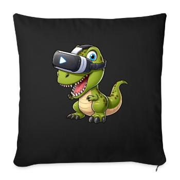 Funny T-Rex dinosaur in virtual reality - Sofa pillowcase 17,3'' x 17,3'' (45 x 45 cm) - black - Front