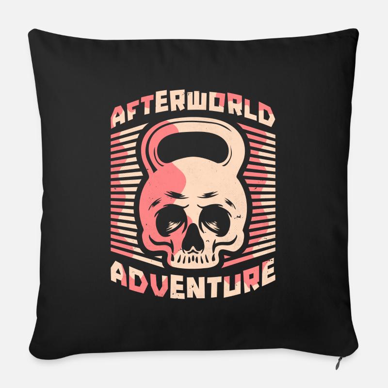 Kettlebell Schädel Afterworld Adventure - Sofakissenbezug 45 x 45 cm - Schwarz