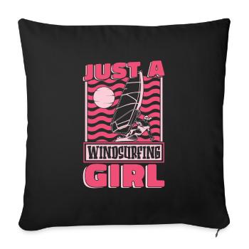 Windsurfen Windsurfer Juste une fille de planche à voile - Housse de coussin décorative 45 x 45 cm - noir - Devant