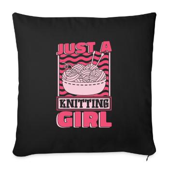 Frappée juste une fille de tricot - Housse de coussin décorative 45 x 45 cm - noir - Devant
