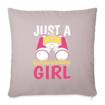 Birdwatcher juste une fille ornithologique - Housse de coussin décorative 45 x 45 cm - taupe clair - Devant