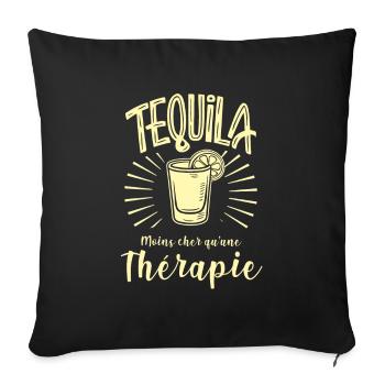 tequila moins cher qu'une thérapie - Housse de coussin décorative 45 x 45 cm - noir - Devant
