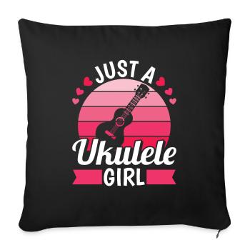 Ukulélé juste une fille ukulélé - Housse de coussin décorative 45 x 45 cm - noir - Devant
