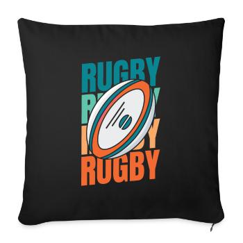 Rugby - Sofakissenbezug 45 x 45 cm - Schwarz - Vorne