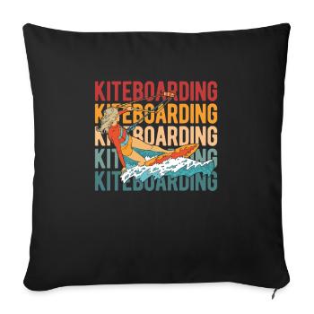 Kitesurfer Kitesurfing Kiting Kitesurfing - Sofa pillowcase 17,3'' x 17,3'' (45 x 45 cm) - black - Front