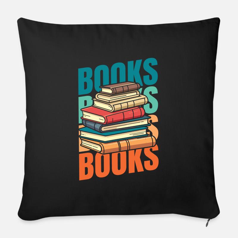 Buch Leseratte Bücherwurm - Sofakissenbezug 45 x 45 cm - Schwarz