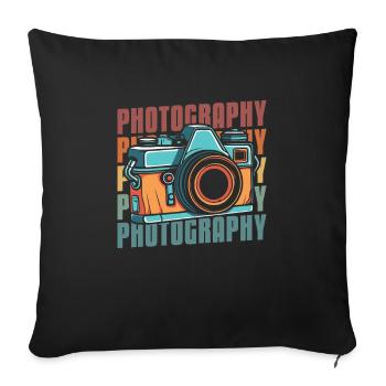 Photographer Photography Camera - Sofa pillowcase 17,3'' x 17,3'' (45 x 45 cm) - black - Front