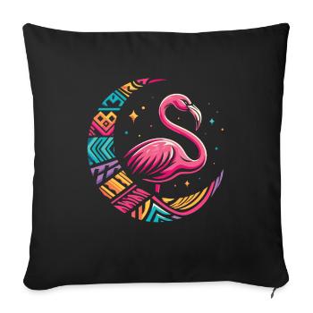 Flamingo Tribal Moon - Sofa pillowcase 17,3'' x 17,3'' (45 x 45 cm) - black - Front