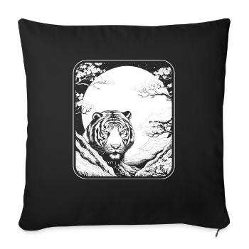 Tiger Japan Cherry Blossom Moon - Sofakissenbezug 45 x 45 cm - Schwarz - Vorne