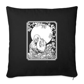 Flamingo Japon Cerisier Fleur Lune - Housse de coussin décorative 45 x 45 cm - noir - Devant