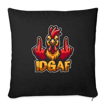 poule poule je m’en fous d’un idgaf - Housse de coussin décorative 45 x 45 cm - noir - Devant