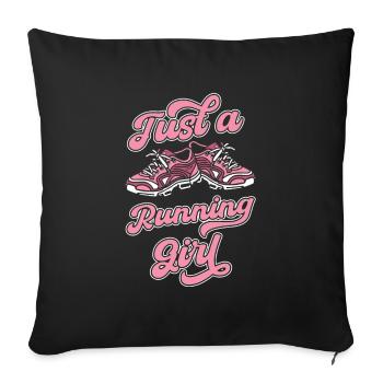Läufer Jogger Runner Laufen Just A Running Girl - Sofa pillowcase 17,3'' x 17,3'' (45 x 45 cm) - black - Front