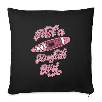 Kayakiste juste une fille de kayak - Housse de coussin décorative 45 x 45 cm - noir - Devant