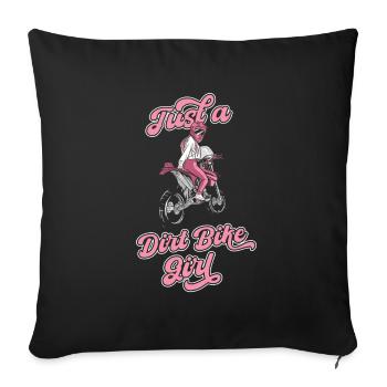 Mx motocross moto tout-terrain juste une moto tout-terrain fille - Housse de coussin décorative 45 x 45 cm - noir - Devant