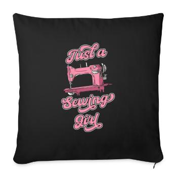 Machine à coudre juste une fille de couture - Housse de coussin décorative 45 x 45 cm - noir - Devant
