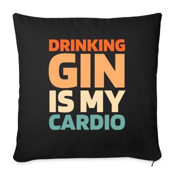 Gin Citation cardio drôle - Housse de coussin décorative 45 x 45 cm - noir - Devant