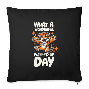 Tiger Fucked Up Day - Sofa pillowcase 17,3'' x 17,3'' (45 x 45 cm) - black - Front