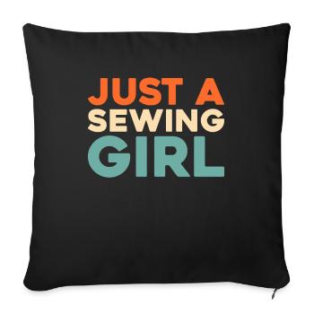 Machine à coudre juste une fille de couture - Housse de coussin décorative 45 x 45 cm - noir - Devant