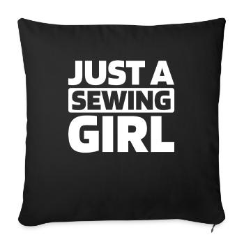 Machine à coudre juste une fille de couture - Housse de coussin décorative 45 x 45 cm - noir - Devant