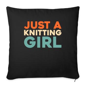 Frappée juste une fille de tricot - Housse de coussin décorative 45 x 45 cm - noir - Devant