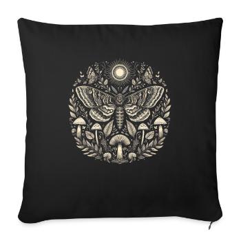 Fairycore Schmetterling Floral Moth - Sofakissenbezug 45 x 45 cm - Schwarz - Vorne