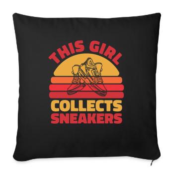 Sneakers Cette fille collectionne les sneakers - Housse de coussin décorative 45 x 45 cm - noir - Devant