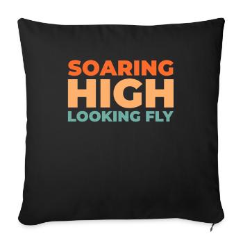 Paramotor Gleitschirmfliegen - Sofakissenbezug 45 x 45 cm - Schwarz - Vorne