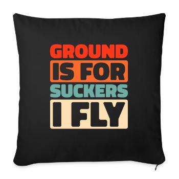 Paramoteur parapente - Housse de coussin décorative 45 x 45 cm - noir - Devant
