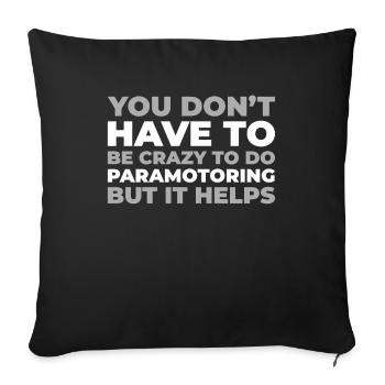 Paramotor Gleitschirmfliegen - Sofakissenbezug 45 x 45 cm - Schwarz - Vorne