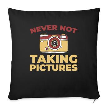 Photographe Appareil photo - Housse de coussin décorative 45 x 45 cm - noir - Devant