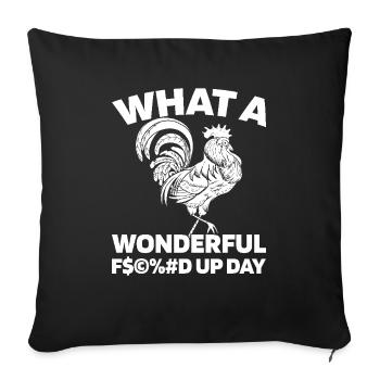 Poule de poulet foutue en l’air - Housse de coussin décorative 45 x 45 cm - noir - Devant