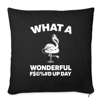 Flamingo Fucked Up Day - Sofa pillowcase 17,3'' x 17,3'' (45 x 45 cm) - black - Front