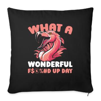 Flamingo Fucked Up Day - Sofa pillowcase 17,3'' x 17,3'' (45 x 45 cm) - black - Front