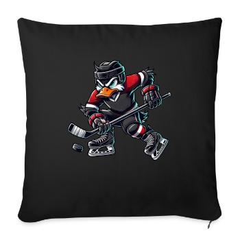 Cool Cartoon Duck Hockey Player - Sofa pillowcase 17,3'' x 17,3'' (45 x 45 cm) - black - Front