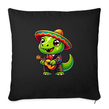 Dino Mariachi Cinco de Mayo Guitare - Housse de coussin décorative 45 x 45 cm - noir - Devant