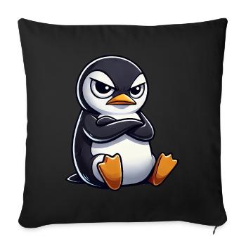Pinguin Cartoon skeptischer Blick lustig - Sofakissenbezug 45 x 45 cm - Schwarz - Vorne