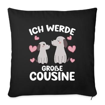 Un grand cousin annonce un chiot de chien - Housse de coussin décorative 45 x 45 cm - noir - Devant