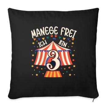 Cirque Manège Anniversaire Motif 3 ans Garçons Bday - Housse de coussin décorative 45 x 45 cm - noir - Devant