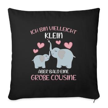 Je serai peut-être petit, mais bientôt grand cousin - Housse de coussin décorative 45 x 45 cm - noir - Devant
