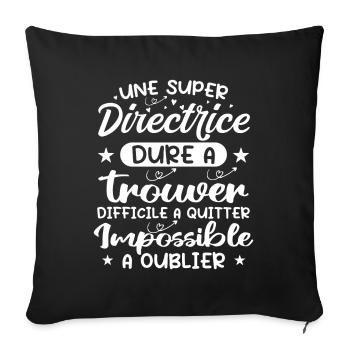 Une Super Directrice - Cadeau directrice - Housse de coussin décorative 45 x 45 cm - noir - Devant