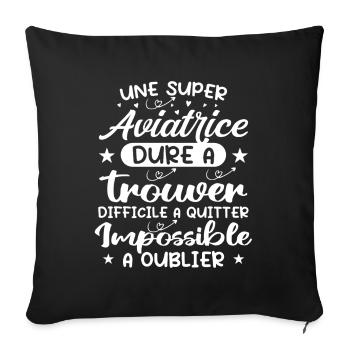 Une Super Aviatrice - Cadeau aviatrice - Housse de coussin décorative 45 x 45 cm - noir - Devant