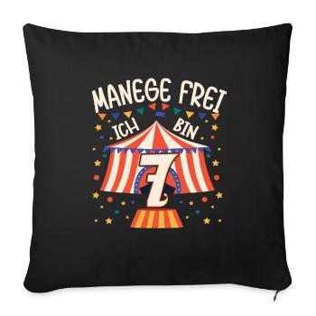 Cirque Manège Anniversaire Motif 7 ans Garçons Bday - Housse de coussin décorative 45 x 45 cm - noir - Devant