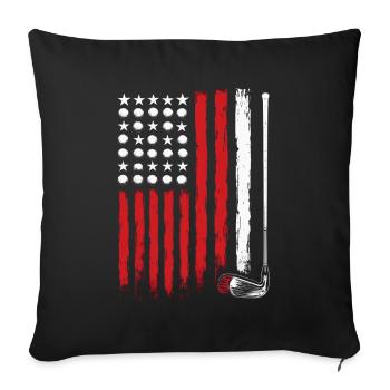Amerikanische Flagge Golf Golfer Lustiger Golf Club Golfen - Sofakissenbezug 45 x 45 cm - Schwarz - Vorne