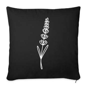 Lavender Line Art on Black - Sofa pillowcase 17,3'' x 17,3'' (45 x 45 cm) - black - Front