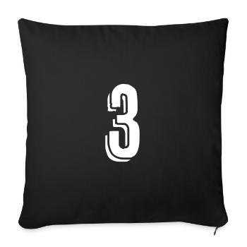 Maillot numéro 3 - Numéro - Trois - Housse de coussin décorative 45 x 45 cm - noir - Devant
