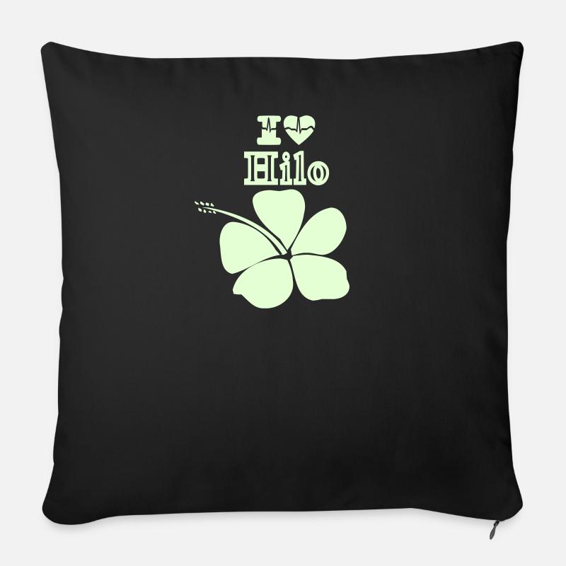 polynesian tattoo hibiscus - Housse de coussin décorative 45 x 45 cm - noir