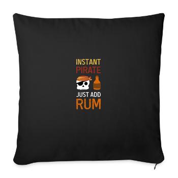 Pirat Rum Totenkopf Geschenk Spruch - Sofakissenbezug 45 x 45 cm - Schwarz - Vorne