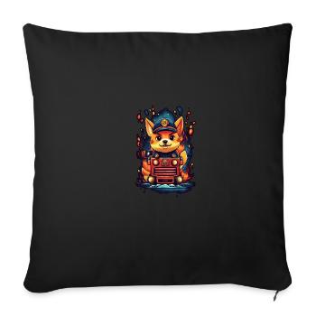 Japanese dog Shiba Inu fire department mission - Sofa pillowcase 17,3'' x 17,3'' (45 x 45 cm) - black - Front